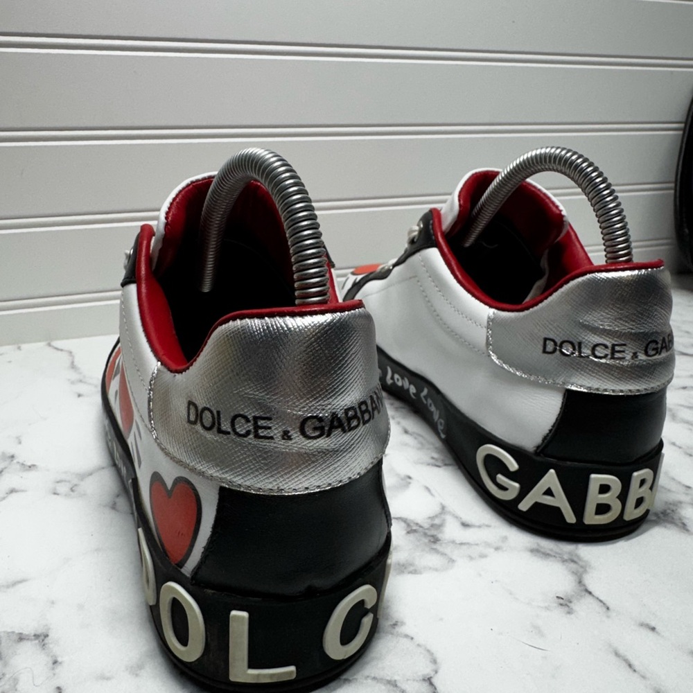 Dolce & Gabbana multicolor portofino heart print low top sneakers women’s 7 - Picture 8 of 14